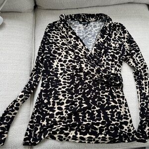 DKNY Leopard Print Wrap Top